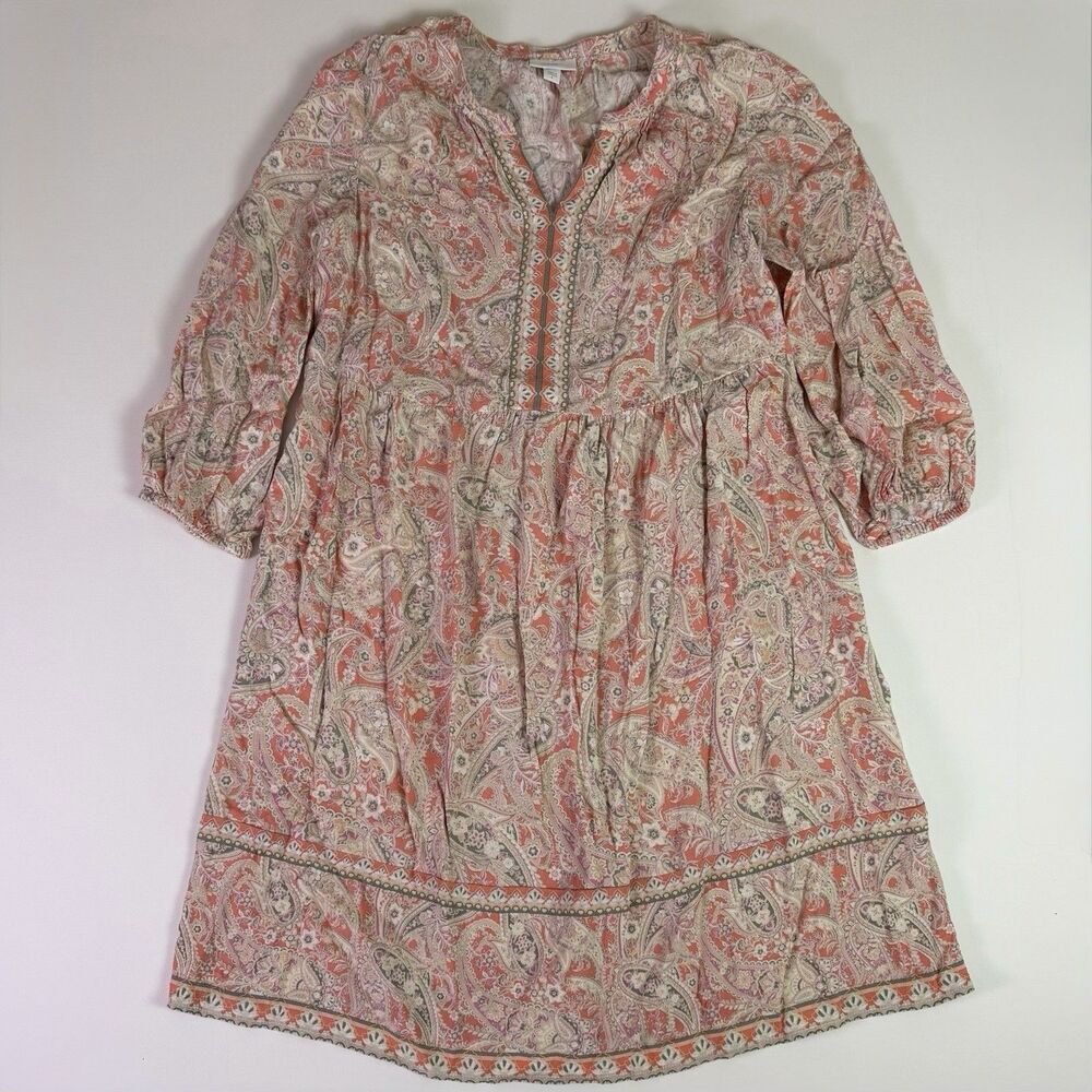 J Jill Paisley Peasant A-Line Dress Womens S Boho Cottagecore Summer EcoVero - Picture 6 of 10